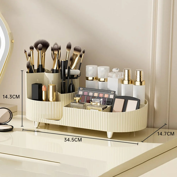 Makeup Organizer Storage Tray ABS+PET Dressing Table Cosmetic Rack Display Case Gift - Beige / 1 Set Rack - 7