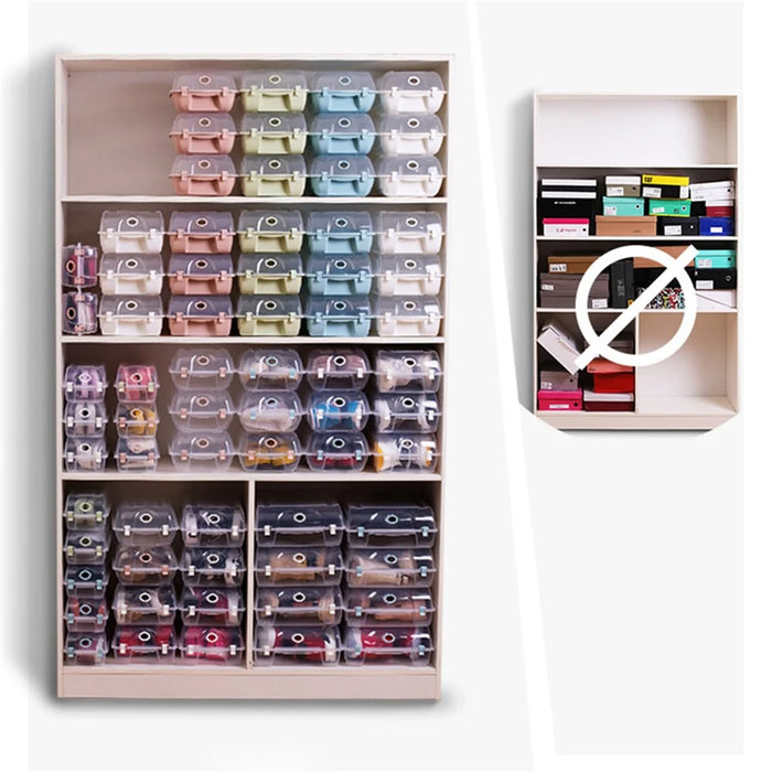 4PCS Thickened Shoe Organizer Clear Design Plastic Storage Box Shoe Rack Holder for Home, Size: L - Pink - 3