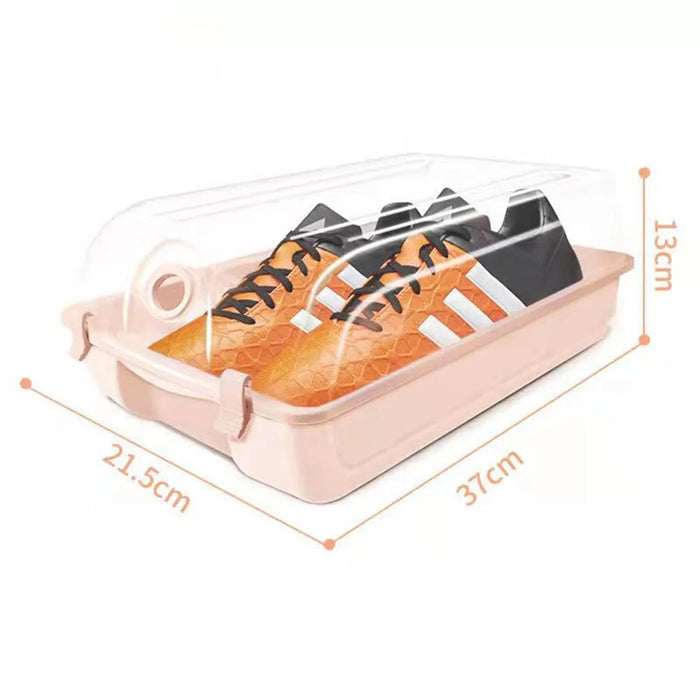 4PCS Thickened Shoe Organizer Clear Design Plastic Storage Box Shoe Rack Holder for Home, Size: L - Pink - 6