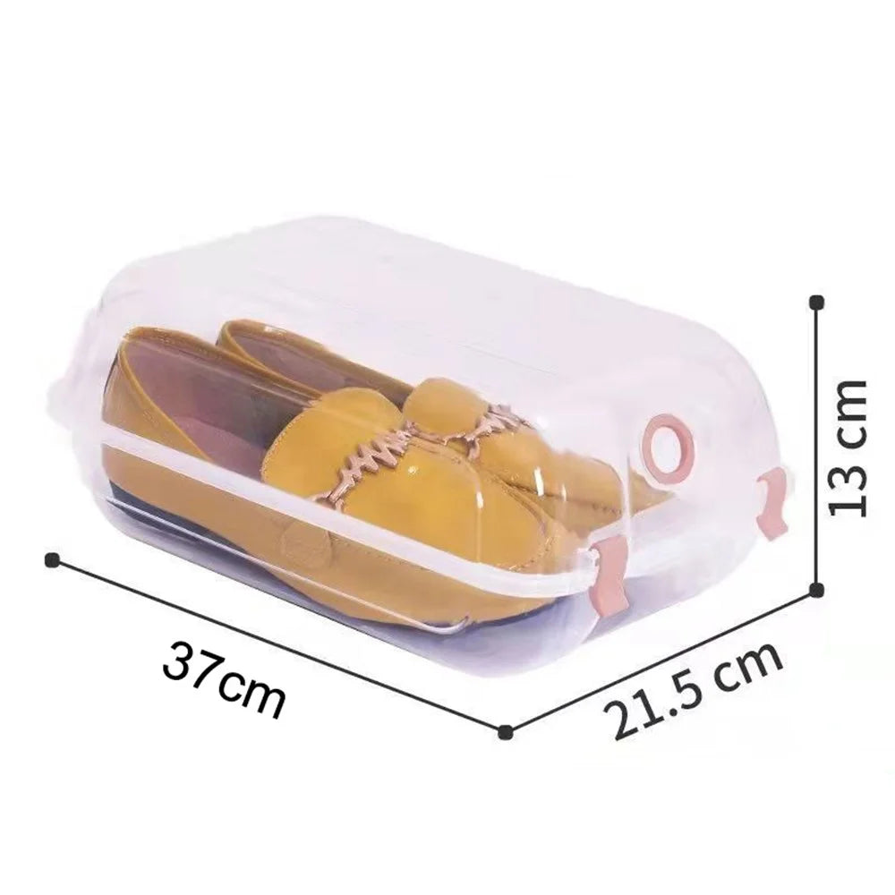 Dustproof Thickened Shoe Storage Box Home Shoe Organizer Transparent Plastic Organization Bin Case, Size: L - Pink - 2