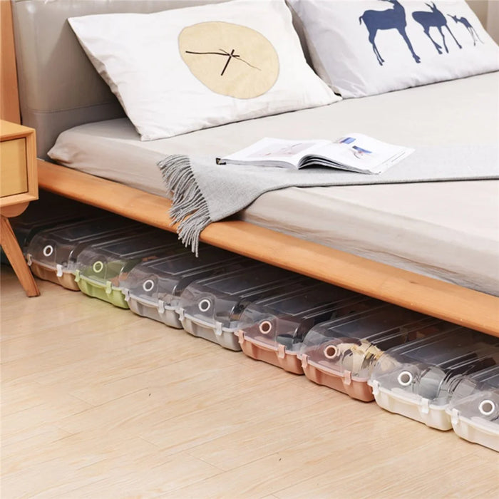 4PCS Transparent Shoe Organizer Box Home Closet Plastic Shoe Storage Case Organizer, Size: M - White - 3
