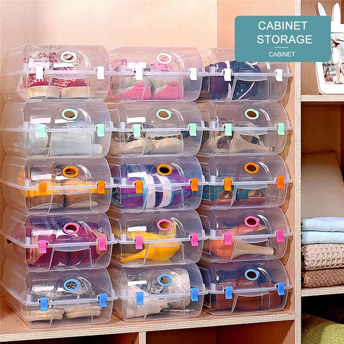 Home Closet Plastic Shoe Storage Case Transparent Shoe Organizer Box Organizer, Size: M - White - 4