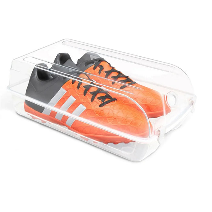 Thickened Shoe Organizer Transparent Plastic Shoe Storage Box for Home Closet Shelf, Size: S - White - 1
