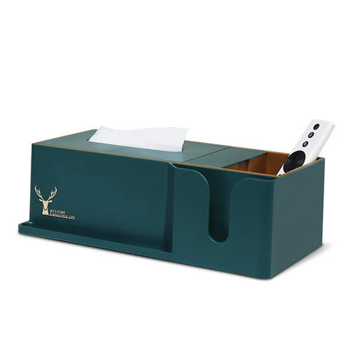 Light Luxury Style Tissue Box Cover Plastic Tissue Box Facial Tissue Holder Case for Home Bedroom Office - Green - 1