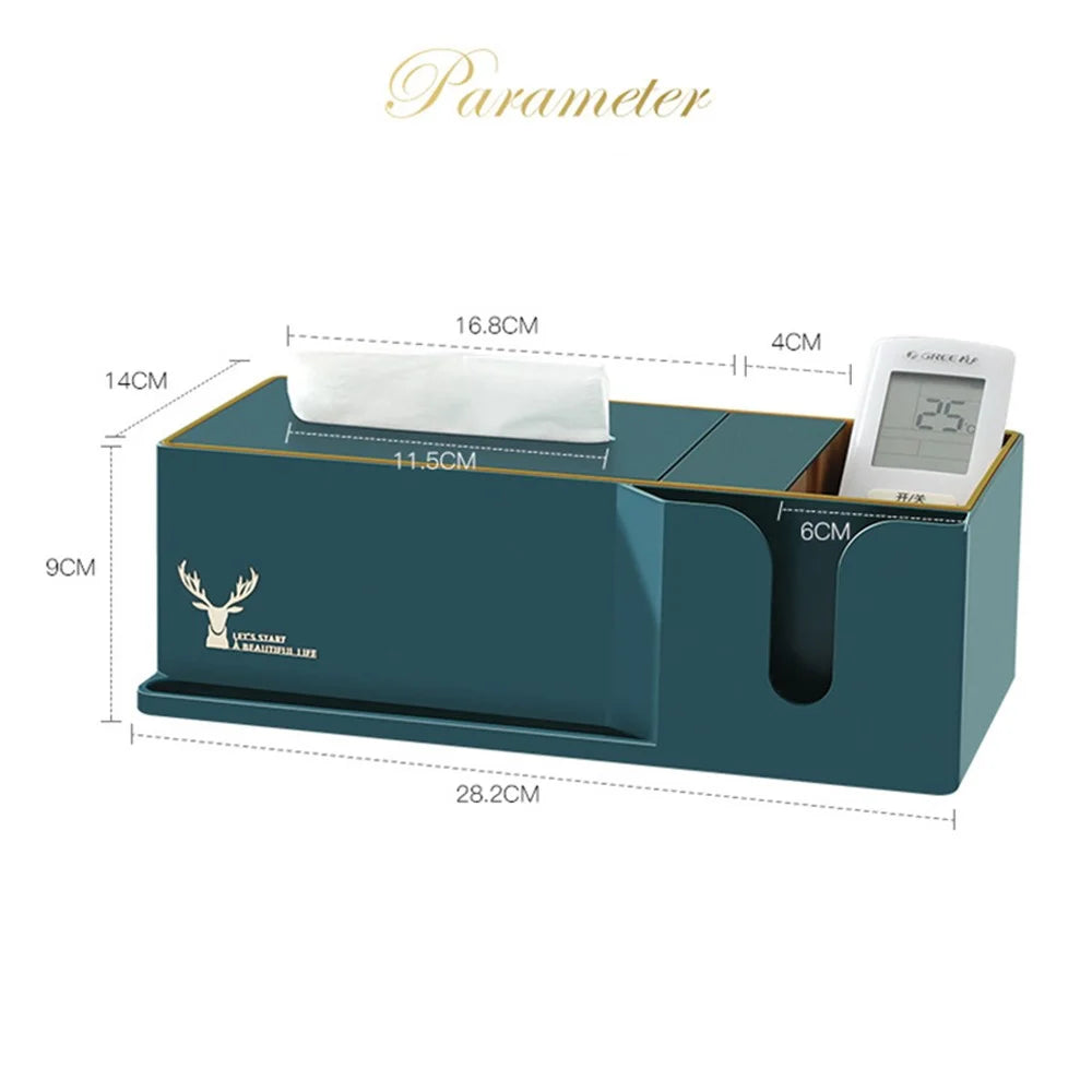 Light Luxury Style Tissue Box Cover Plastic Tissue Box Facial Tissue Holder Case for Home Bedroom Office - Green - 3