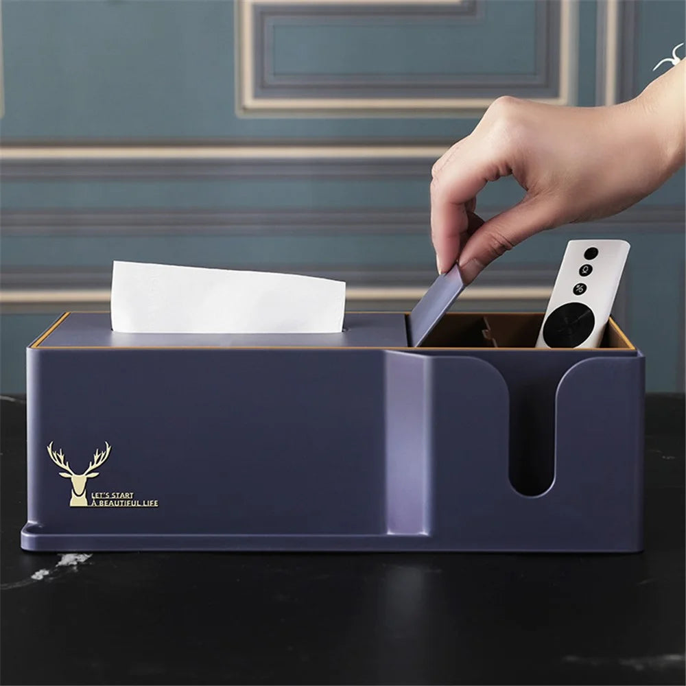 Light Luxury Style Tissue Box Cover Plastic Tissue Box Facial Tissue Holder Case for Home Bedroom Office - Green - 5