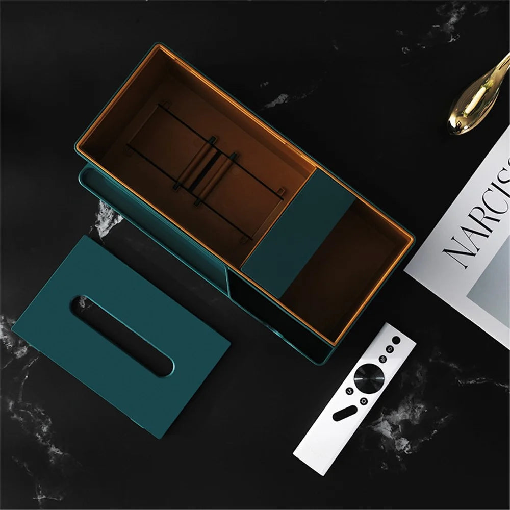 Light Luxury Style Tissue Box Cover Plastic Tissue Box Facial Tissue Holder Case for Home Bedroom Office - Green - 6