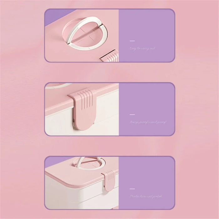 Desktop PP+ABS Makeup Organizer Cosmetic Storage Box Rack Display Case for Home Bedroom - Pink - 4