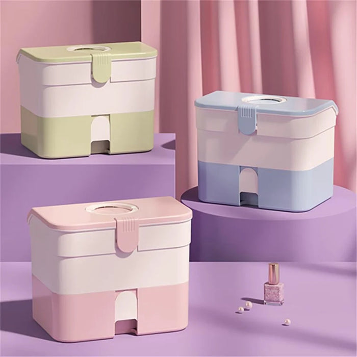 Desktop PP+ABS Makeup Organizer Cosmetic Storage Box Rack Display Case for Home Bedroom - Pink - 5
