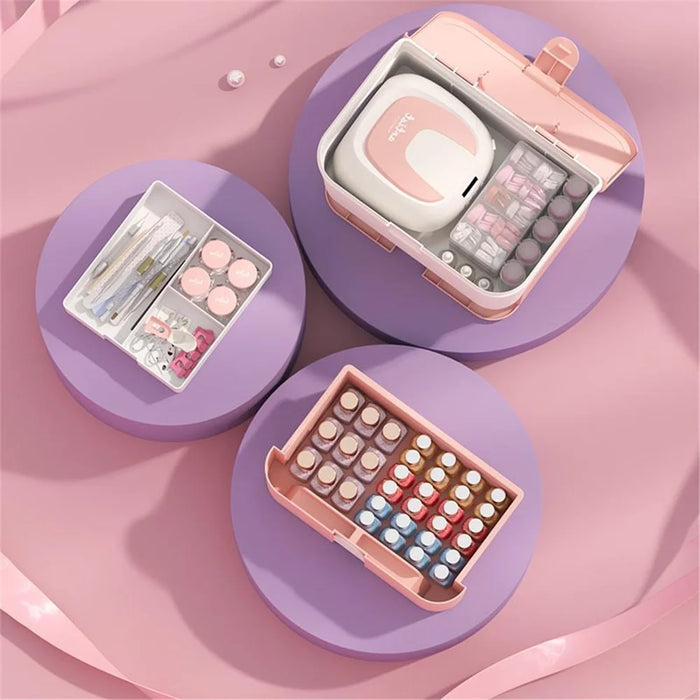 Desktop PP+ABS Makeup Organizer Cosmetic Storage Box Rack Display Case for Home Bedroom - Pink - 6