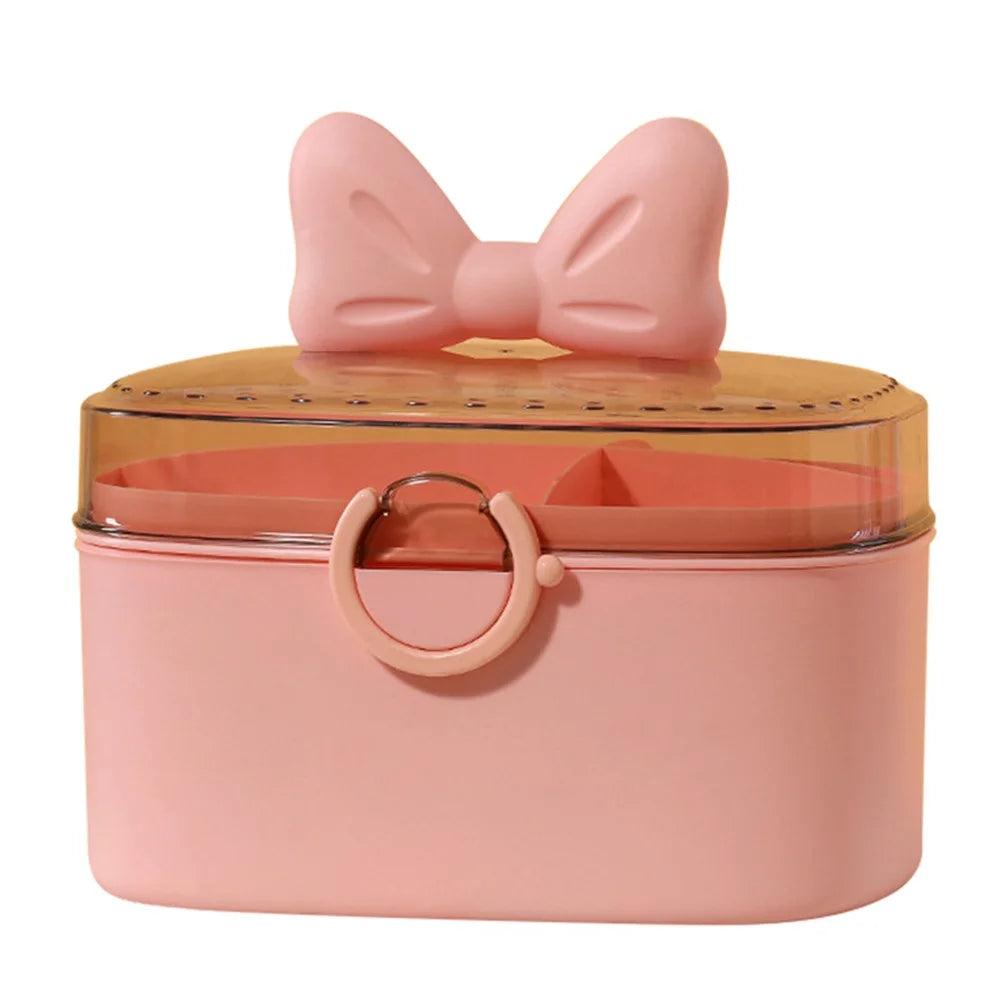 Home PP+ABS Medicine Storage Box Dual-Layer Pill Organization Case Vitamins Medications Organizer - Pink - 1