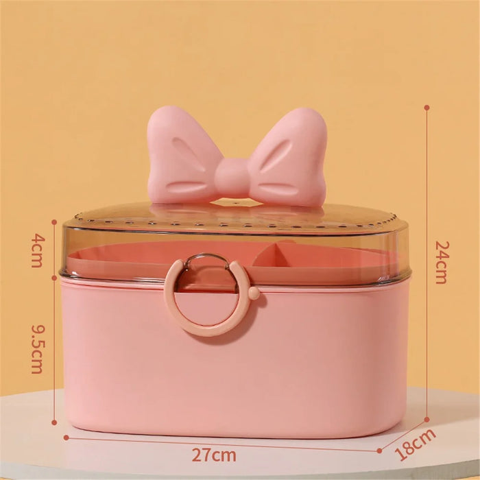 Home PP+ABS Medicine Storage Box Dual-Layer Pill Organization Case Vitamins Medications Organizer - Pink - 2