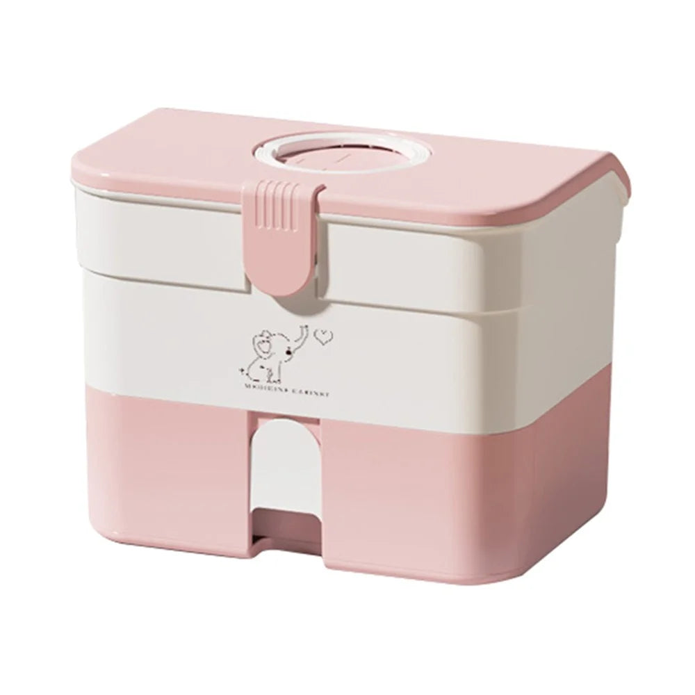 Dual-Layer Pill Organizer PP+ABS Pill Box Medicine Organizer Case Holder for Home - Pink - 1