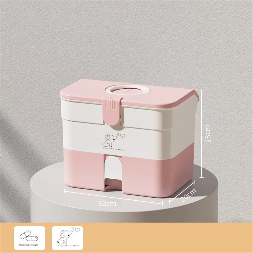 Dual-Layer Pill Organizer PP+ABS Pill Box Medicine Organizer Case Holder for Home - Pink - 2