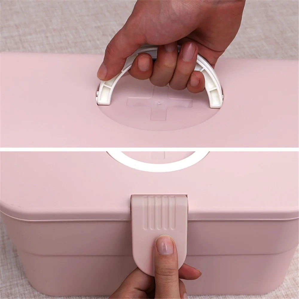Dual-Layer Pill Organizer PP+ABS Pill Box Medicine Organizer Case Holder for Home - Pink - 4