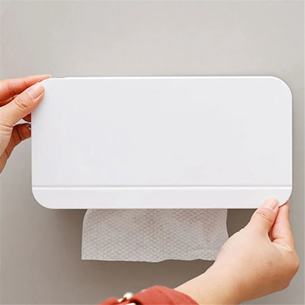 Wall Mounted Toilet Paper Holder ABS+Magnet Storage Shelf Tissue Box Rack for Home Bathroom - 3