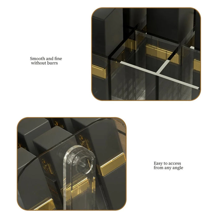 PET Lipstick Storage Box Multi-grid Dressing Table Makeup Brush Lip Glaze Transparent Organizer - Transparent Grey - 7