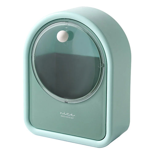 Bathroom Wall-Mounted Cotton Swab Holder Cosmetic Storage Box for Cotton Swabs, Makeup Pads - Green - 1