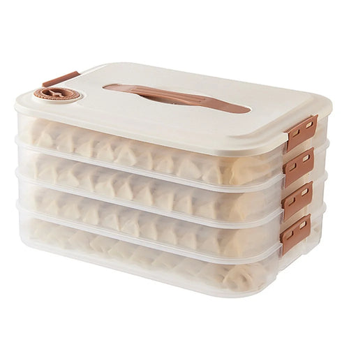 4-Layer Dumpling Storage Box with Lid Food-grade PP5 Dumpling Freezer Storage Box (BPA Free, No FDA Certification) - 1