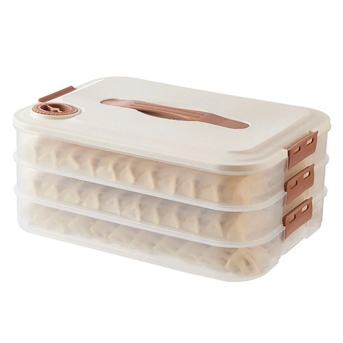 3-Layer Dumpling Steamed Bun Storage Box PP5 Dumpling Freezer Storage Box with Lid (BPA Free, No FDA Certification) - 1