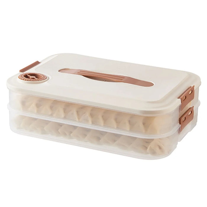 2-Layer Refrigerator Dumplings Storage Box PP5 Dumpling Freezer Storage Box with Lid (BPA Free, No FDA Certification) - 1