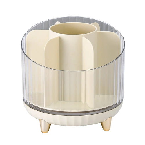 Makeup Organizer Rotating Brush Holder Clear Cosmetic Organizer Storage Display Box - Champagne - 1