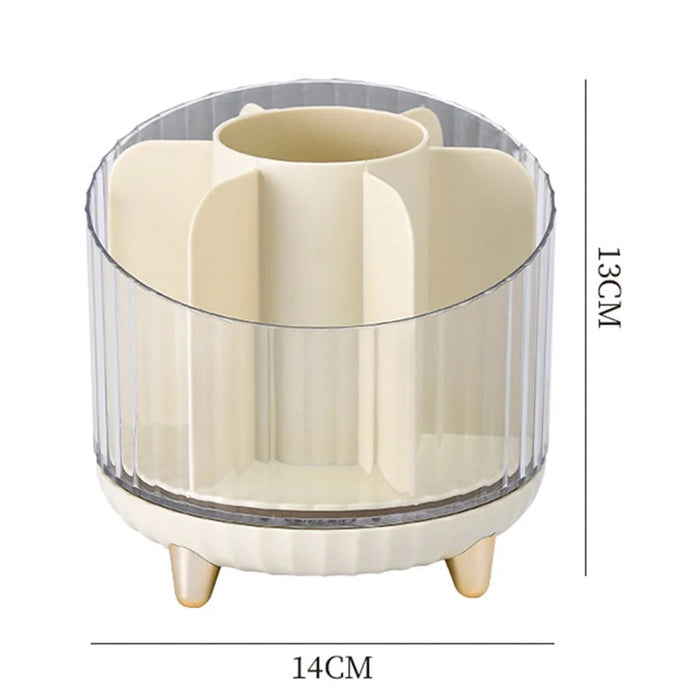 Makeup Organizer Rotating Brush Holder Clear Cosmetic Organizer Storage Display Box - Champagne - 5
