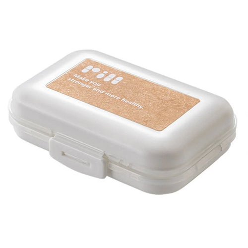 8-Grid Pill Organizer Daily Travel PS Medicine Case Portable Pill Storage Box (No FDA Certified, BPA-Free) - Khaki - 1