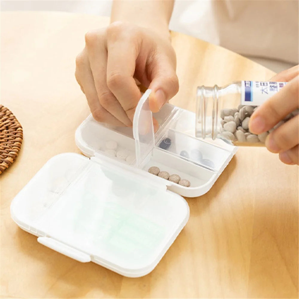 8-Grid Pill Organizer Daily Travel PS Medicine Case Portable Pill Storage Box (No FDA Certified, BPA-Free) - Khaki - 2
