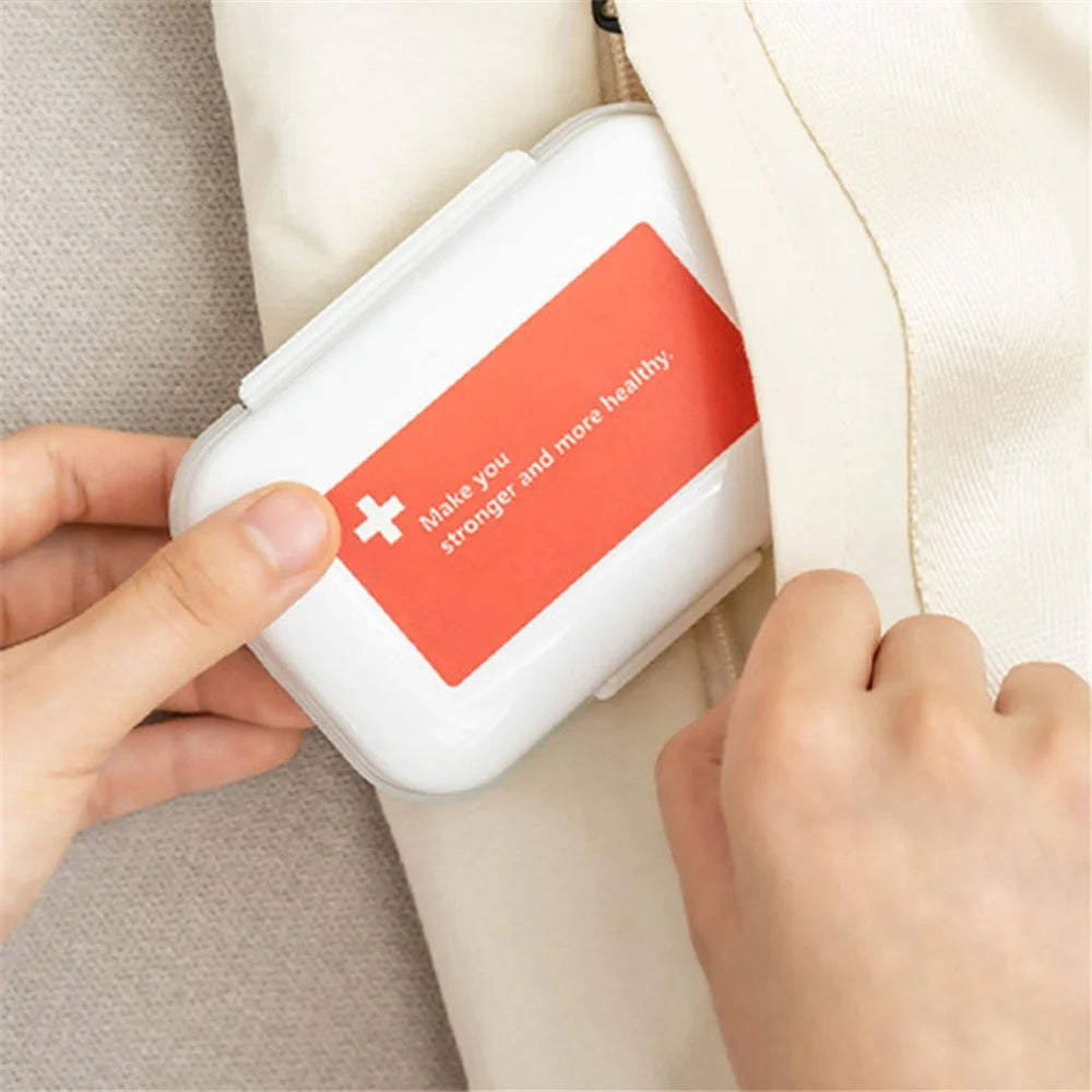 8-Grid Pill Organizer Daily Travel PS Medicine Case Portable Pill Storage Box (No FDA Certified, BPA-Free) - Khaki - 3