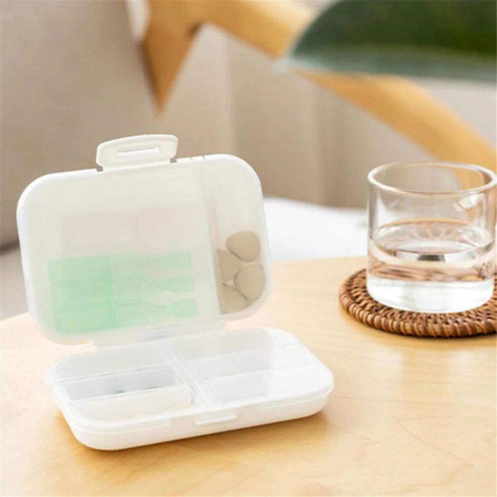 8-Grid Pill Organizer Daily Travel PS Medicine Case Portable Pill Storage Box (No FDA Certified, BPA-Free) - Khaki - 4