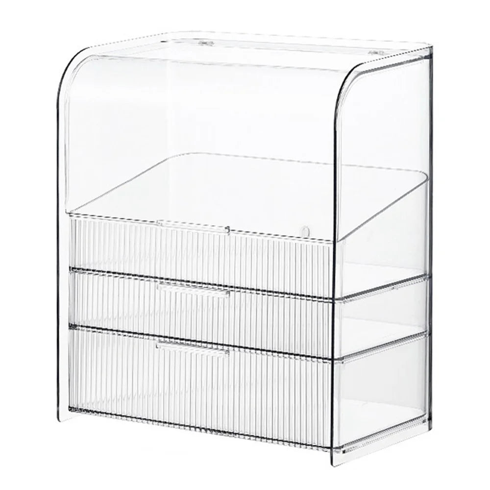 Desktop Acrylic Clear Cosmetic Makeup Organizer Storage Box Display Rack Stand Holder Bin with Lid - 1