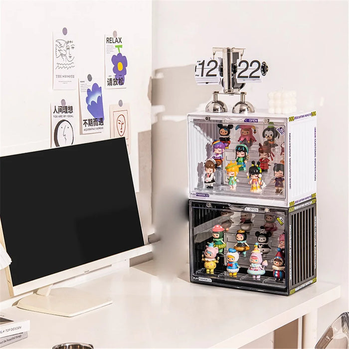 Size L, 34*23*31.2cm Model Toy Showcase Anime Figure Doll Storage Box PET+PS Transparent Display Box - Transparent - 7