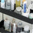 PP + Stainless Steel 3 Tier Narrow Type Bathroom Storage Rack with Wheels Rolling Organizer Shelf - Black - 4
