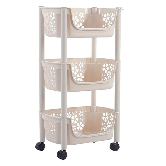 2073 3 Layer Plastic Storage Trolley Kitchen Cart Vegetable Fruit Organizer Rolling Shelf, Medium Size (BPA Free, No FDA Certificate) - 1