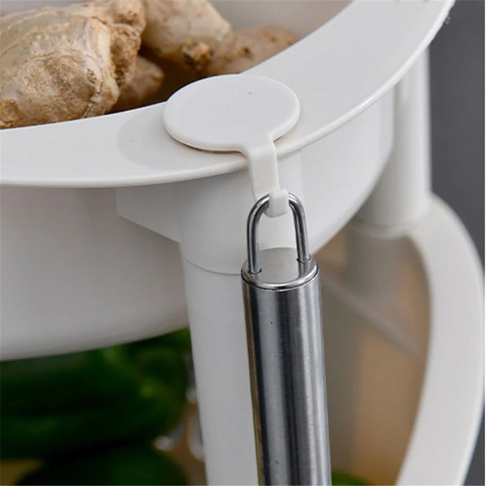 2073 3 Layer Plastic Storage Trolley Kitchen Cart Vegetable Fruit Organizer Rolling Shelf, Medium Size (BPA Free, No FDA Certificate) - 3