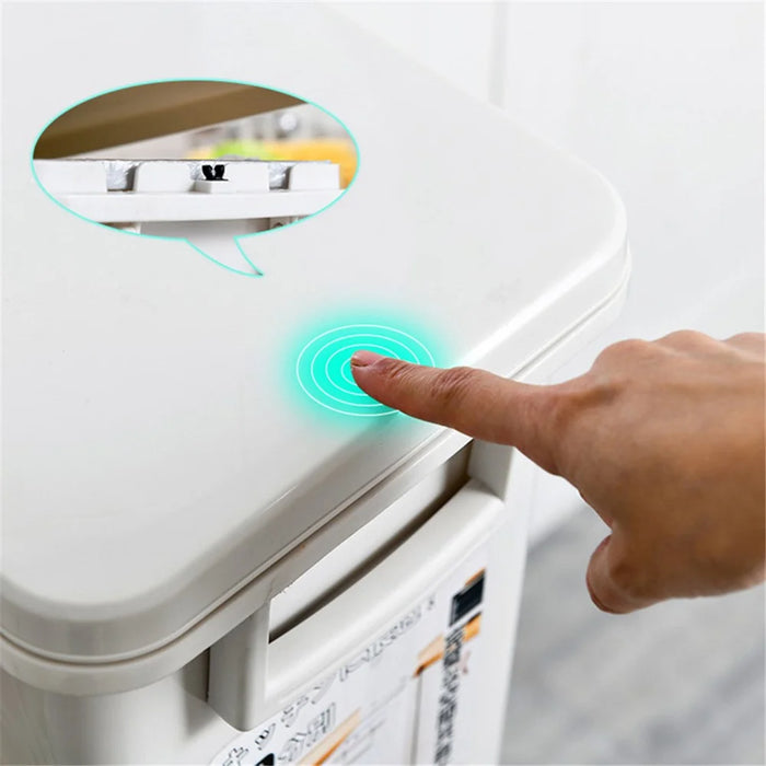 7030 32L Long Tube Kitchen Double Layer Mobile Pulley Garbage Basket Dry Wet Separation Trash Can - 7