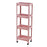 4 Layer Plastic Floor Standing Storage Rack Movable Pulley Storage Shelf for Bathroom Kitchen - Pink - 1