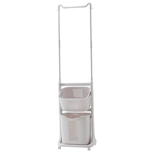 889 Garment Rack Clothing PP Storage Basket Moving Cart Clothes Organizer for Home Bedroom Laundry - 1