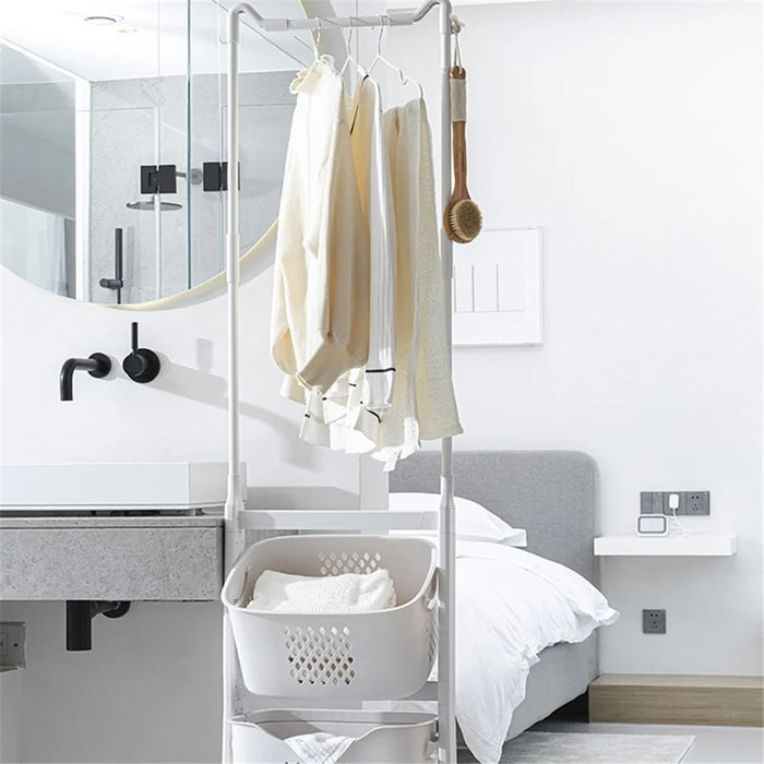 889 Garment Rack Clothing PP Storage Basket Moving Cart Clothes Organizer for Home Bedroom Laundry - 3
