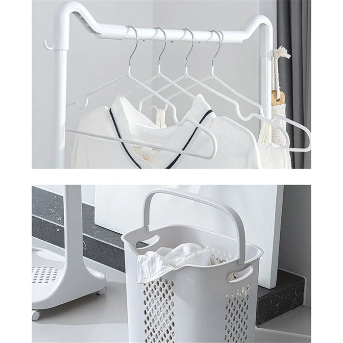 889 Garment Rack Clothing PP Storage Basket Moving Cart Clothes Organizer for Home Bedroom Laundry - 5