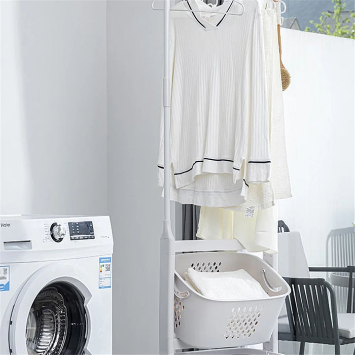 889 Garment Rack Clothing PP Storage Basket Moving Cart Clothes Organizer for Home Bedroom Laundry - 7