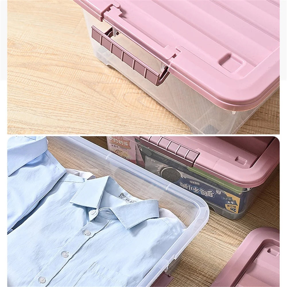 50L Clear Stackable Pulley Box Plastic Underbed Storage Box Household Clothes Quilt Organizer, Size XL - 7