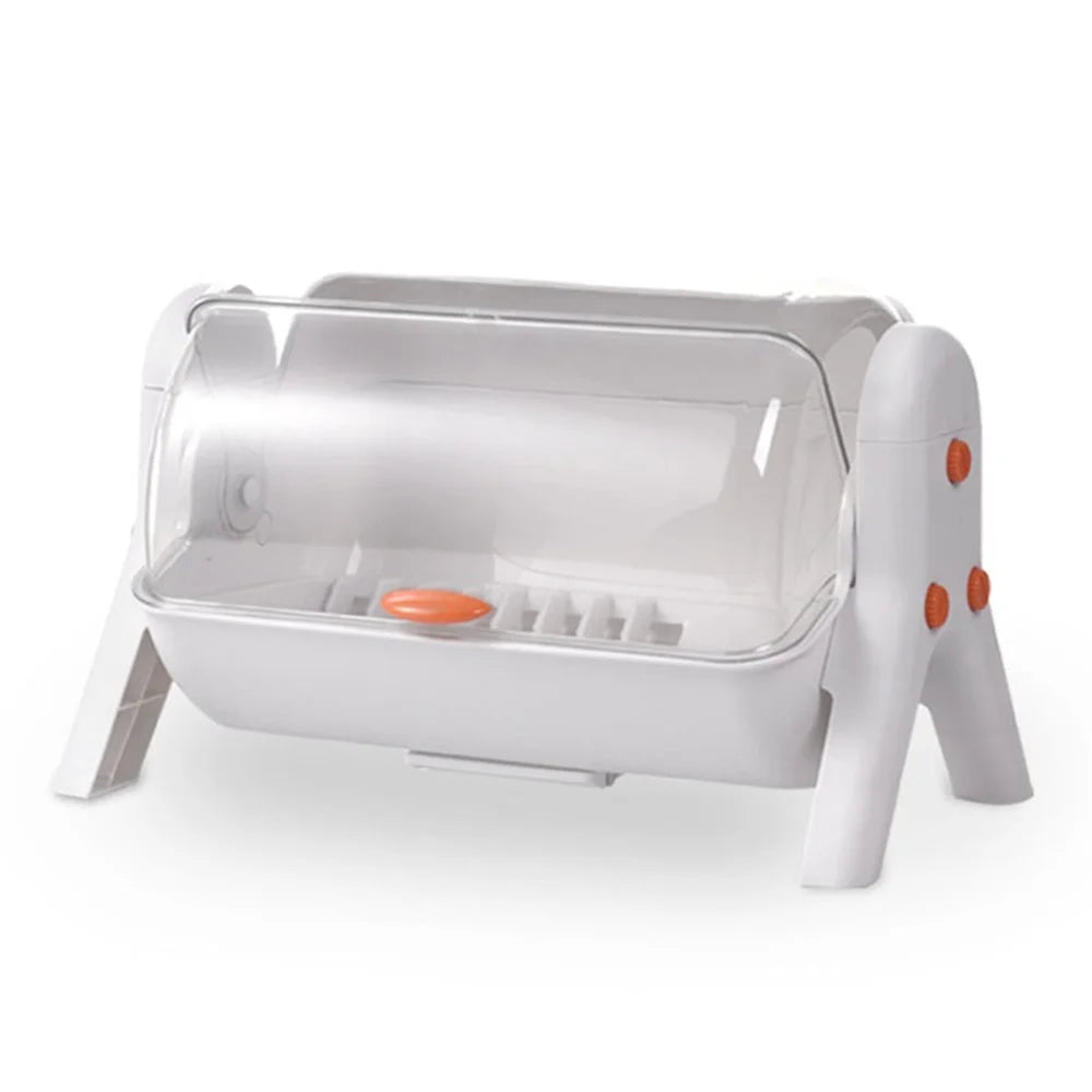F922-1 Dish Drying Box Single Layer Bowl Chopstick Storage Rack PP+PET Household Drainer - White - 1