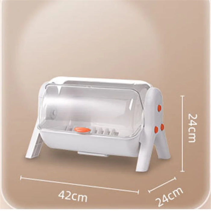 F922-1 Dish Drying Box Single Layer Bowl Chopstick Storage Rack PP+PET Household Drainer - White - 5