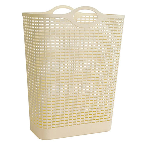 7019 20Pcs Plastic Laundry Basket Hollow-out Dirty Clothes Storage Basket with Handles - Yellow - 1
