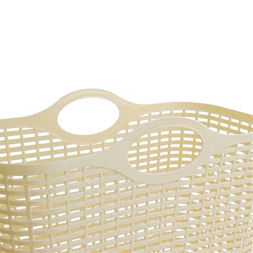 7019 20Pcs Plastic Laundry Basket Hollow-out Dirty Clothes Storage Basket with Handles - Yellow - 4
