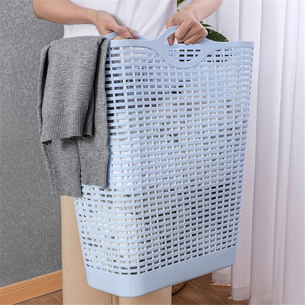 7019 20Pcs Plastic Laundry Basket Hollow-out Dirty Clothes Storage Basket with Handles - Yellow - 5