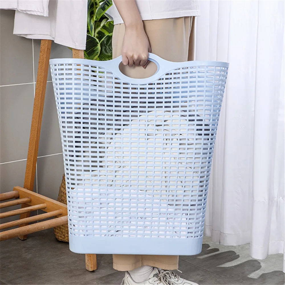 7019 20Pcs Plastic Laundry Basket Hollow-out Dirty Clothes Storage Basket with Handles - Yellow - 6
