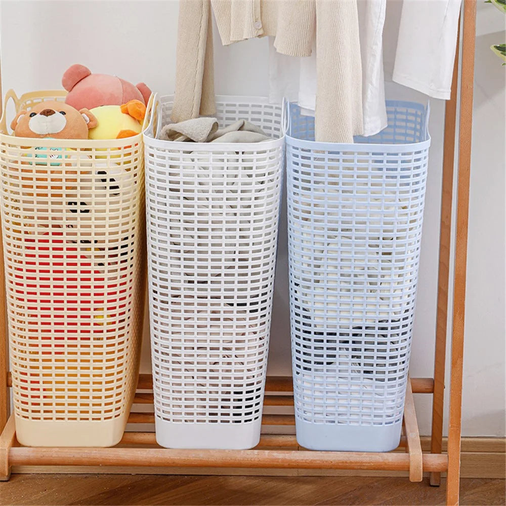 7019 20Pcs Plastic Laundry Basket Hollow-out Dirty Clothes Storage Basket with Handles - Yellow - 7